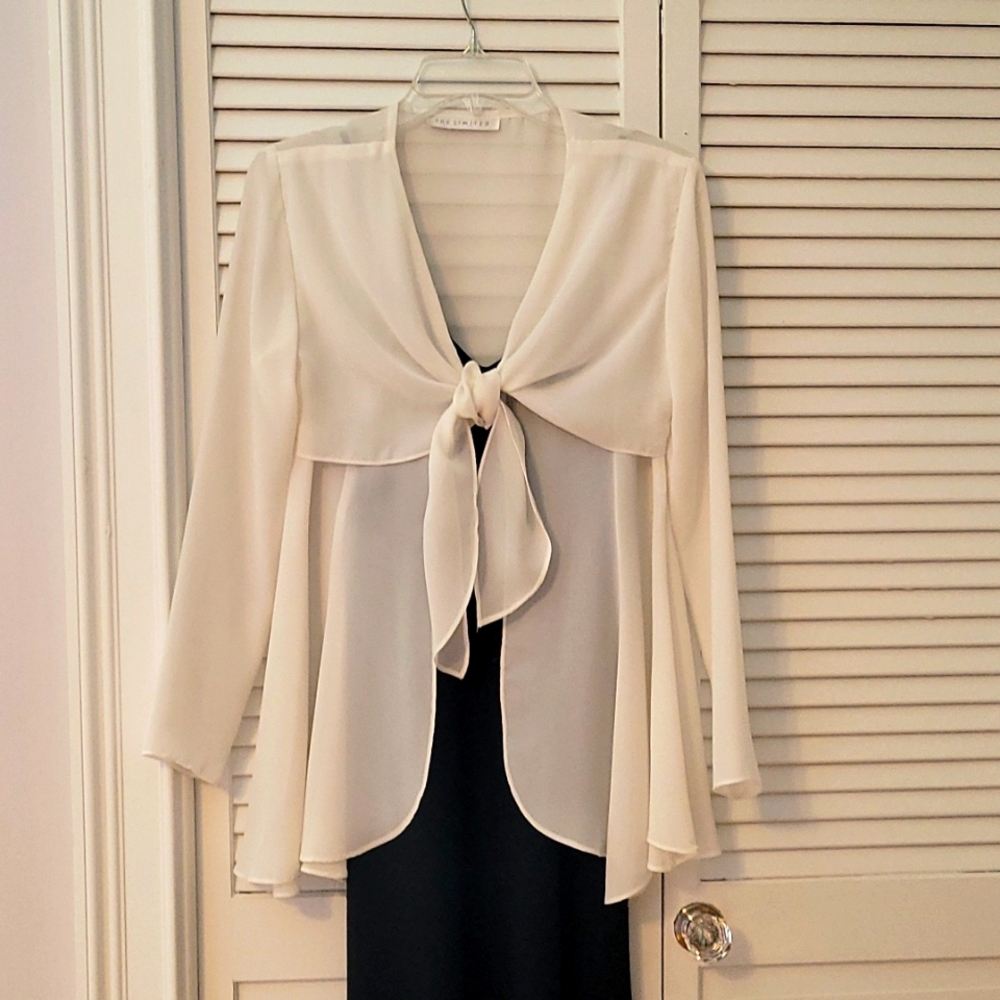 Vintage Front Tie White Sheer Top Sz 4